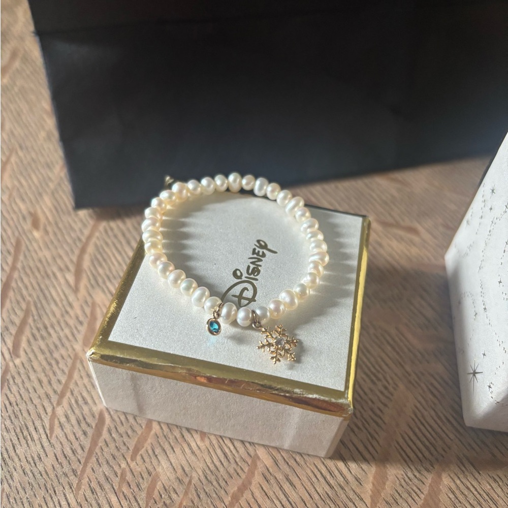 Disney Pearl Bracelet with Gold Charm